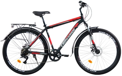 Велосипед городской 28 дюймов Crossride Denver с багажником, рама 19" (Черно-красный)