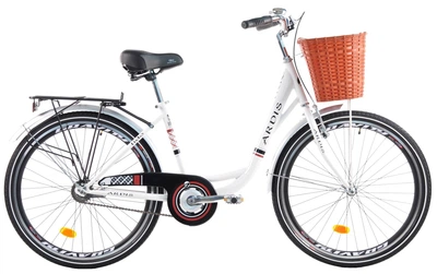 Велосипед городской 26 дюймов Ardis Lido Velosteel с корзиной и багажником, рама 16.5" (Белый)
