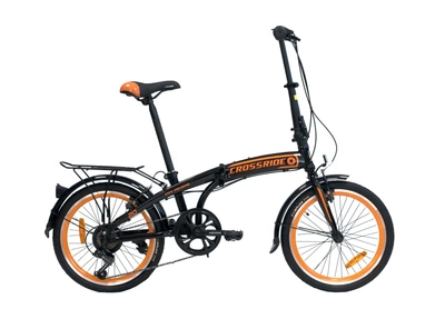 Велосипед складной 20 дюймов Crossride City Folding с багажником, рама 12.5" (Черно-оранжевый)