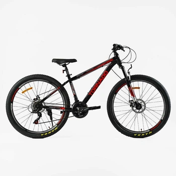 Велосипед Спортивный 27.5 дюймов Corso TORNADO TR-639 переключатели Shimano стальная рама 15.5 дюймов 21 скорость. Black and Red (149120)