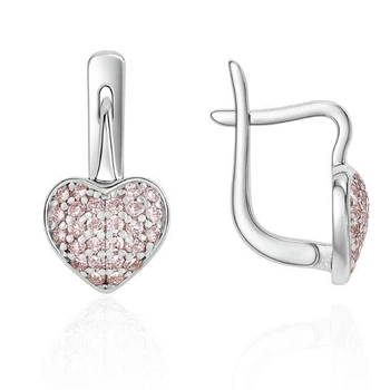 Серьги серебряные Сердце с фианитами Silver Style (241012.10 sku:2300104013714)