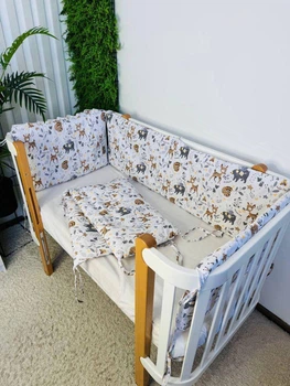 Защита для детской кроватки 120х60 см 4 стороны, Зверята
