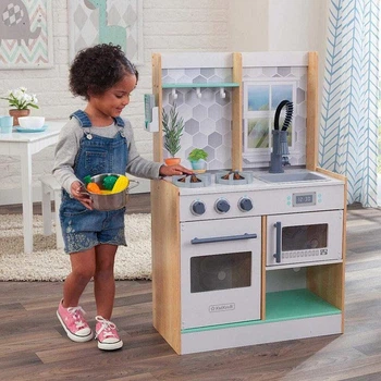 Детская интерактивная игровая деревянная кухня KidKraft Let's Cook кухня детская игрушечная деревянная звуковые световые эффекты ролевые детские игры игровой набор детская игровая кухня