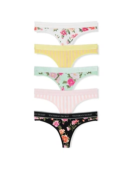 Набор трусиков Victoria’s Secret (265139187647) Logo Cotton Thong 5-Pack XL комбинированные