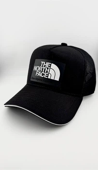 Кепка тракер з гумовим патчем THE NORTH FACE, M 57-58 см з сіточкою. Чорний з білим.