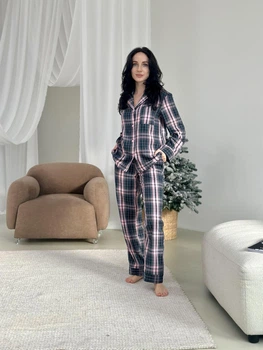 Жіноча домашня піжама у клітинку (сорочка+штани) COSY 2XL Рожевий (cosy4841442s5)