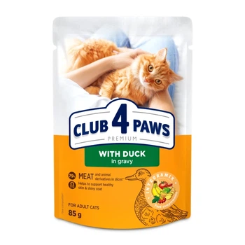 Вологий корм пауч Club 4 Paws преміум з качкою в соусі 85 г 24 шт