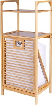 Regał z koszem na pranie AM/63 bambusowy 39.5 x 30 x 49 cm (8720573981828)