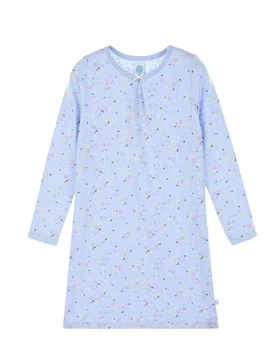 Ночная рубашка с длинным рукавом для девочки Sanetta Milles Fleurs 232495 128 см голубая
