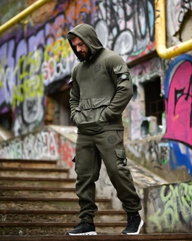 Чоловічий зимовий спортивний костюм Stone Island флісовий L хакі (94695)