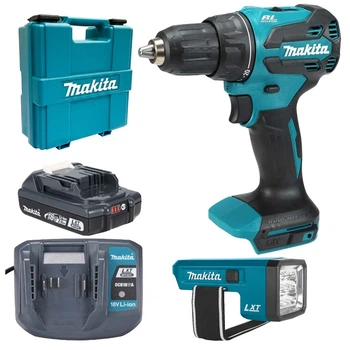 Шурупокрут акумуляторний Makita DDF490WV з ліхтарем Makita DML186 (65 Нм, 1.5-13 мм, BL, LXT Basic)