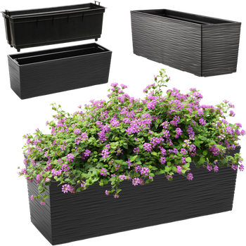 Балконний ящик з вставкою Kadax Treviso 19 х 56 см Чорний (K3863)