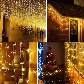 Гирлянда Бахрома 100 LED теплый белый 220В