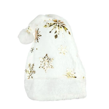 Новогодняя шапка Святого Николая Bambi 6241-22(Gold-2) белый, золотые снежинки