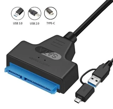 Адаптер контролер TYPE-C + USB 3.0 -> SATA для 2.5" HDD/SSD диска перехідник (615039762-1) Чорний