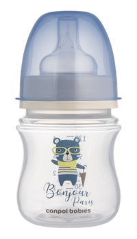 Бутылочка антиколиковая Canpol babies EasyStart 120 мл PP с широким горлом Bonjour Paris, синяя