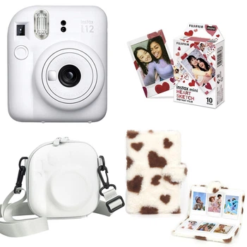 Набор камера моментальной печати Fujifilm Instax Mini 12 White + чехол + фотопленка 10 шт + фотоальбом 96