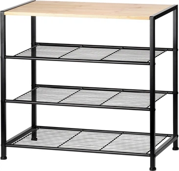 Regał na buty Vilde metalowy 4-poziomowy Czarny 60 x 30 x 57 cm (5904316497156)