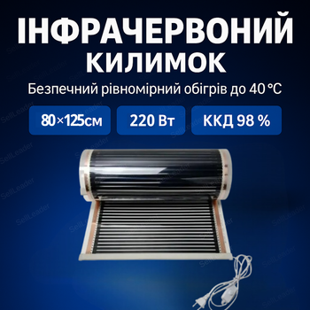 Килимок інфрачервоний 220Вт 80x125 см нагрівальний для кролів тераріуму дрібних тварин універсальний