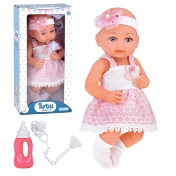 Пупс резиновый Tutu Doll 35 см кукла для девочки в платье с бутылочкой и соской (4395352)