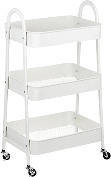Regał na kółkach Storage solutions metalowy 3-poziomowy 44 x 31.5 x 78.5 cm Biały (8721037303125)