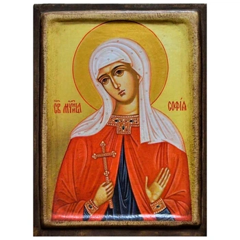 Икона "Святая мученица София" на дереве 11х9 см