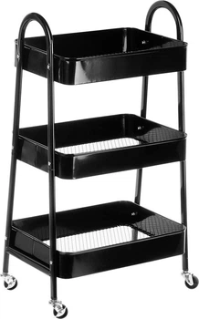 Regał na kółkach Storage solutions metalowy 3-poziomowy 44 x 31.5 x 78.5 cm Czarny (8721037318433)