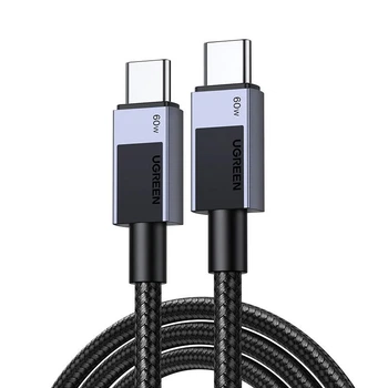 Кабель UGREEN L524 USB-C to USB-C PD 60W 3A Fast Charging Braided Cable 1m Space Gray (55765)