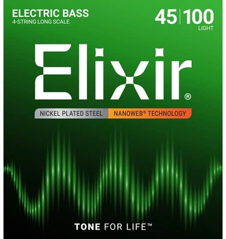 Струны для бас-гитары Elixir 14052 Nanoweb Coated Nickel Plated Steel Light 45/100