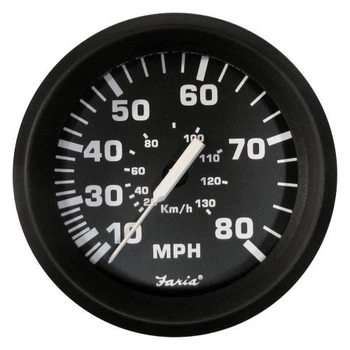 Спидометр Faria 130 км/ч черный врезной двойная шкала 80 MPH / 130 км/ч питание 12-16 В диаметр 85 мм