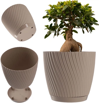 Квітковий горщик з підставкою Kadax Tubas 27 см Коричневий (K8305)