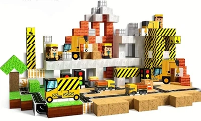 Магнитный конструктор 100шт кубики на магнитах Майнкрафт блоки Minecraft пожарник дорога строитель