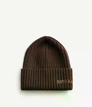 Женская шапка с логотипом Ruslan Baginskiy Monogram-embroidered Wool Beanie Размер 56см Коричневый
