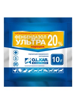 Антипаразитарний засіб для тварин O.L.KAR. Фенбендазол ультра 20% 10грам