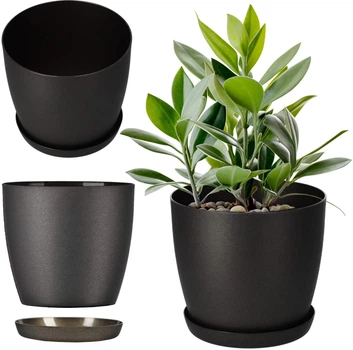 Квітковий горщик з підставкою Kadax Agen 25 см Графітовий (K2121)