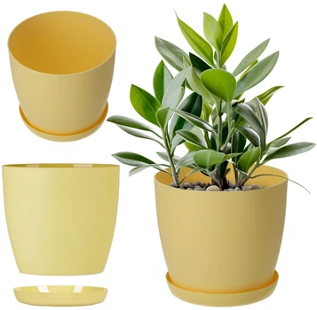 Квітковий горщик з підставкою Kadax Agen 30 см Жовтий (K2123)