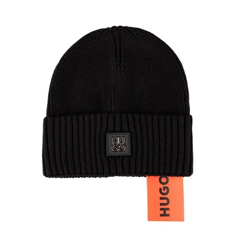 Шапка с принтом HUGO BOSS унисекс черная (sh171)