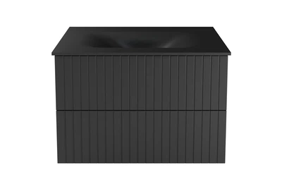 Тумба + умывальник со встроенной столешницей AKYA LINEA 76x52,5x51, сифон клик клак черный мат с отверстием