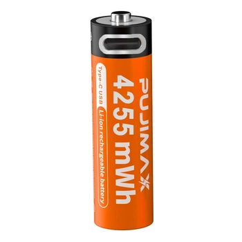 Пальчиковий акумулятор AA Pujimax з роз'ємом Type-C 4255mWh 1.5V Li-ion Orange (16231)