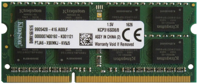 Пам'ять Kingston 8 GB SO-DIMM DDR3 1600 MHz (KCP316SD8/8)