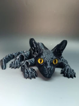 Кот Сфинкс большой подвижная игрушка кошка 37 см графит