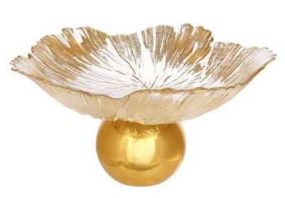 Фруктовниця скляна на круглій ніжці D32см Gold Flower 992-550