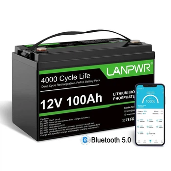 Аккумулятор LifePo4 100Ah 12V 1280Wh LANPWR с Bluetooth для ИБП ( Литий железо фосфатный ) BMS (AKBS04)