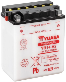 Мото аккумулятор Yuasa 12V 14.7Ah YuMicron Battery YB14-A2 (сухозаряжений) (YB14-A2)