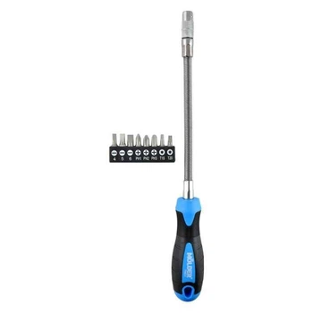 Викрутка с набором бит 9шт гибкий стержень 215мм PH SL Torx CrV Molder (MT32309)