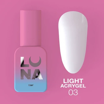 Жидкий гель LUNAMoon Light Acrygel №03 (Молочный) 13 мл для укрепления, выравнивания ногтей