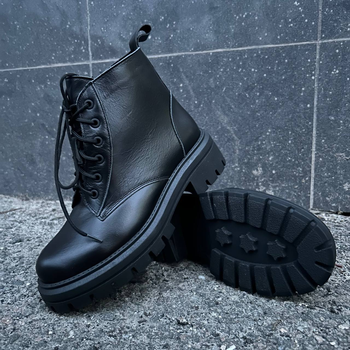 Ботинки Allshoes женские зимние короткие кожаные черные 37