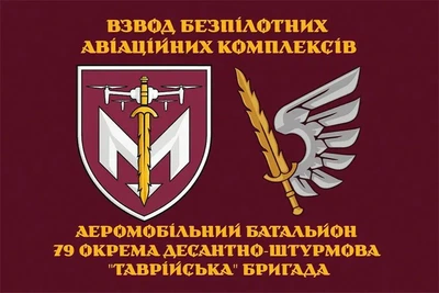 Флаг взвода беспилотных авиационных комплексов аэромобильного батальона 79 ОДШБр ДШВ ВСУ 600х900 мм