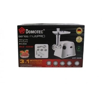 М'ясорубка DOMOTEC потужна 4500W з функцією реверсу та насадками для ковбас