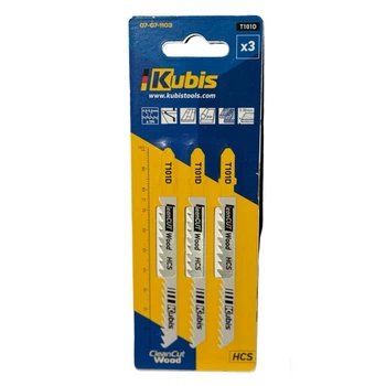 Пиляльне полотно Kubis T101D 3 шт, чистий різ дерево, фанера, ДСП, ламінат, пластик 3-45 мм (07-07-1103)